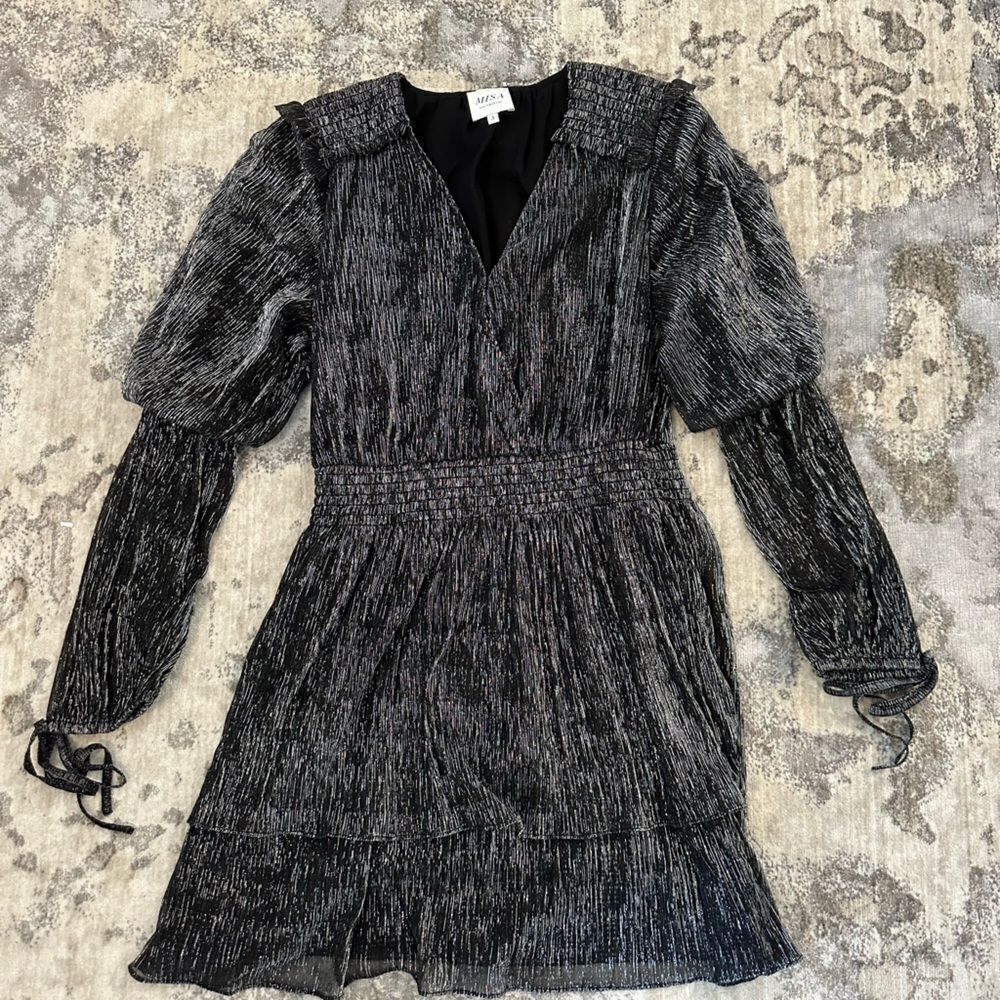 MISA LOS ANGELES MARERYN Black Shimmer Dress